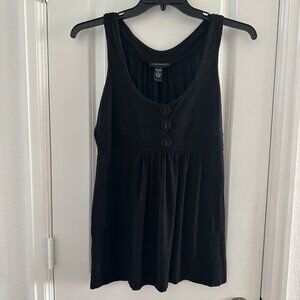 Black Sleeveless Tunic Style Tank Top With Button Accents  Cable & Gauge  M